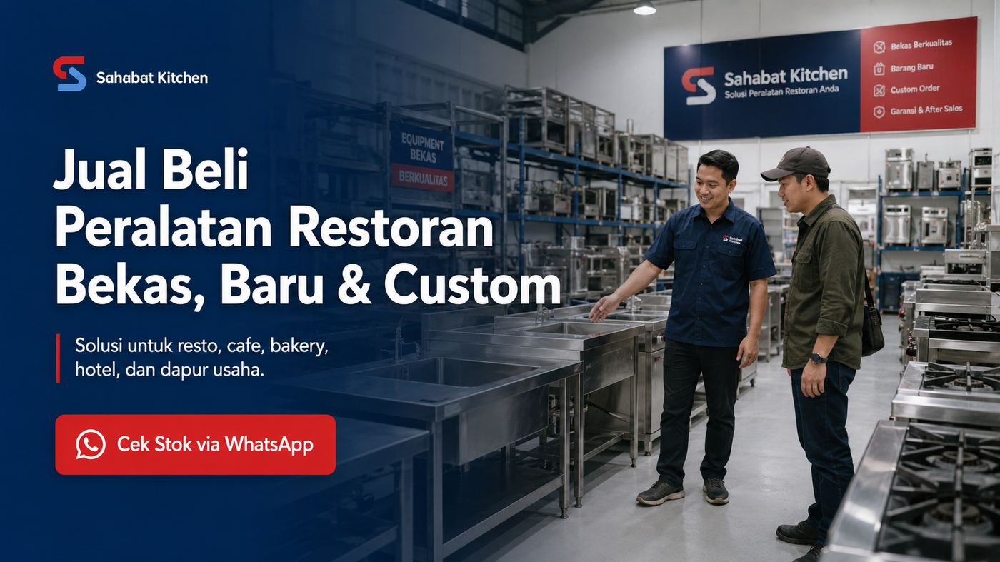 Beli borongan barang bekas restoran dan peralatan dapur usaha